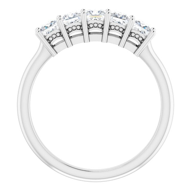 0.90 ct. Princess Cut Diamond Hidden Milgrain Accent Wedding Band-VIRABYANI