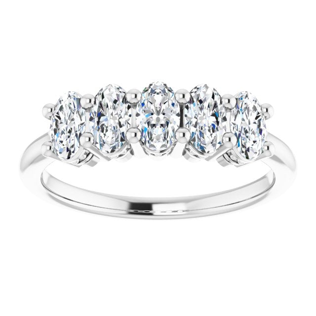 1.05 ct. Oval Cut Diamond Wedding Band 5 Stone Anniversary Ring-VIRABYANI