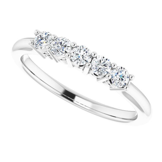 0.34 ct. Round Cut Diamond Wedding Band 5 Stone Anniversary Ring-VIRABYANI