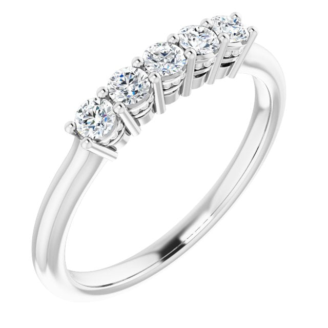 0.34 ct. Round Cut Diamond Wedding Band 5 Stone Anniversary Ring-VIRABYANI