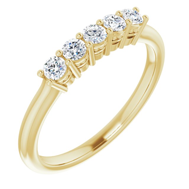 0.34 ct. Round Cut Diamond Wedding Band 5 Stone Anniversary Ring-VIRABYANI