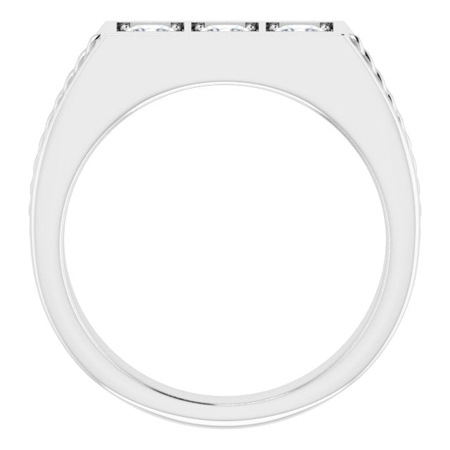 0.78 ctw Princess Diamond Rope Design Men's Ring-in 14K/18K White, Yellow, Rose Gold and Platinum - Christmas Jewelry Gift -VIRABYANI