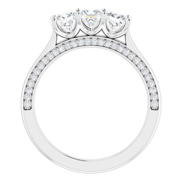 1.17 ct. Princess & Round Cut Diamond Wedding Band 3 Stone Anniversary Ring-VIRABYANI