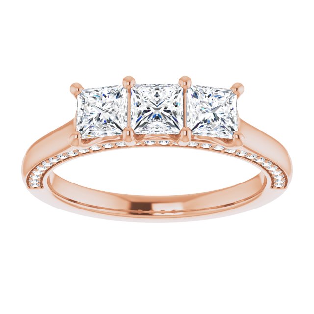 1.17 ct. Princess & Round Cut Diamond Wedding Band-in 14K/18K White, Yellow, Rose Gold and Platinum - Christmas Jewelry Gift -VIRABYANI