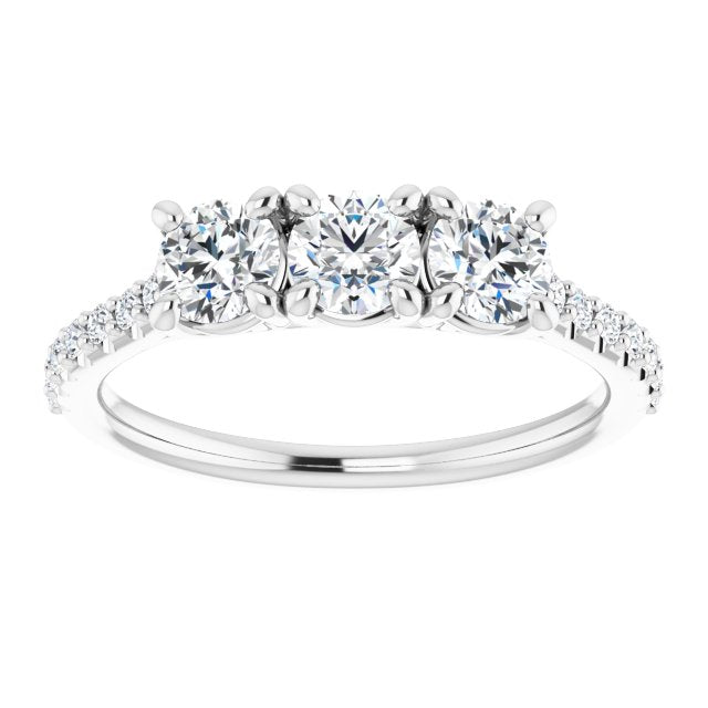 0.90 ct. Prong Set Round Cut Diamond 3 Stone Wedding Band-in 14K/18K White, Yellow, Rose Gold and Platinum - Christmas Jewelry Gift -VIRABYANI