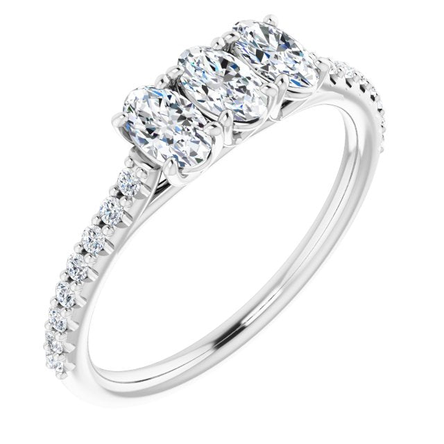 0.80 ct. Oval & Round Cut Diamond Wedding Band 3 Stone Style Ring-VIRABYANI