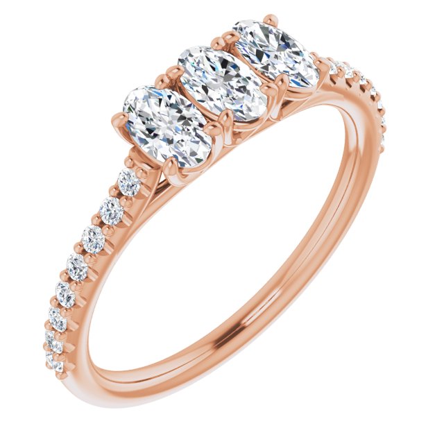 0.80 ct. Oval & Round Cut Diamond Wedding Band 3 Stone Style Ring-VIRABYANI