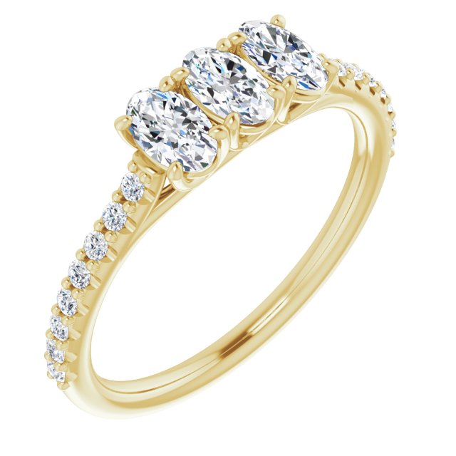 0.80 ct. Oval & Round Cut Diamond Wedding Band 3 Stone Style Ring-VIRABYANI