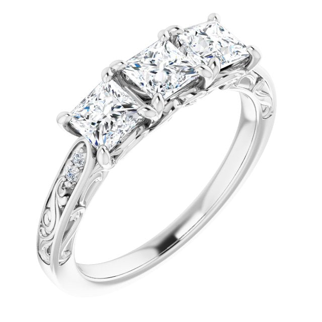 1.20 ct. Princess Cut Diamond Wedding Band 3 Stone Anniversary Ring-VIRABYANI