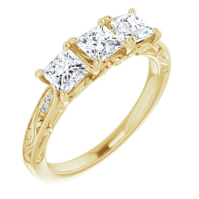 1.20 ct. Princess Cut Diamond Wedding Band 3 Stone Anniversary Ring-VIRABYANI