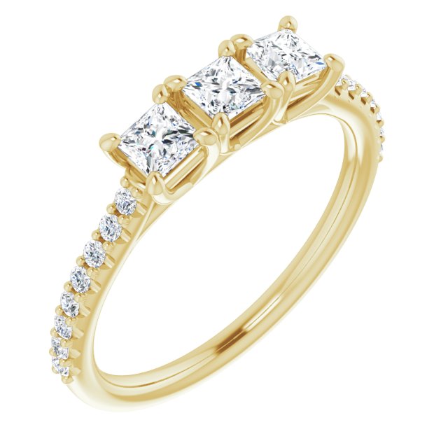 0.46 ct. Princess & Round Cut Diamond Wedding Band 3 Stone Ring-VIRABYANI