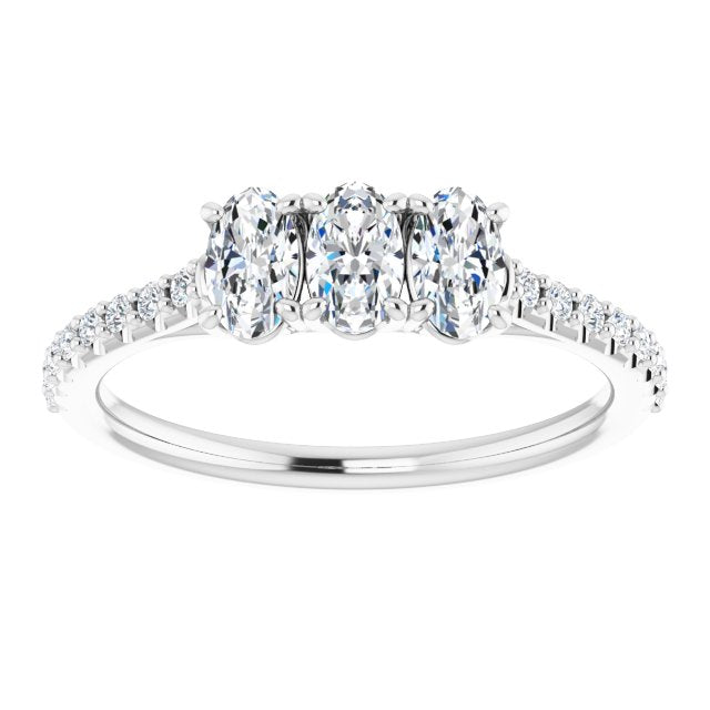 0.80 ct. Oval & Round Cut Diamond Wedding Band 3 Stone Style Ring-VIRABYANI