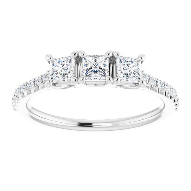 0.46 ct. Princess & Round Cut Diamond Wedding Band 3 Stone Ring-VIRABYANI