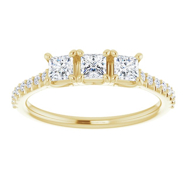 0.46 ct. Princess & Round Cut Diamond Wedding Band 3 Stone Ring-VIRABYANI