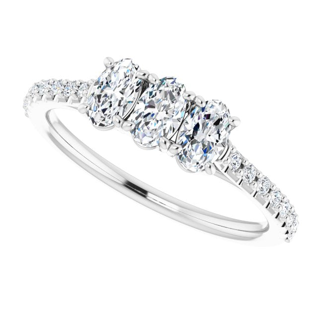 0.80 ct. Oval & Round Cut Diamond Wedding Band 3 Stone Style Ring-VIRABYANI