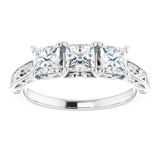 1.20 ct. Princess Cut Diamond Wedding Band 3 Stone Anniversary Ring-VIRABYANI