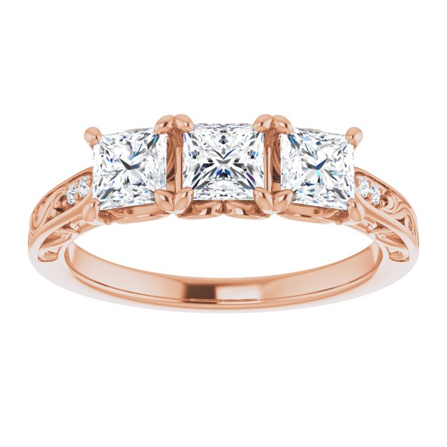 1.20 ct. Princess Cut Diamond Wedding Band 3 Stone Anniversary Ring-VIRABYANI