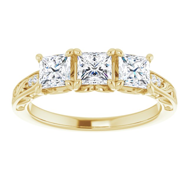 1.20 ct. Princess Cut Diamond Wedding Band 3 Stone Anniversary Ring-VIRABYANI