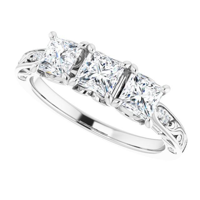 1.20 ct. Princess Cut Diamond Wedding Band 3 Stone Anniversary Ring-VIRABYANI
