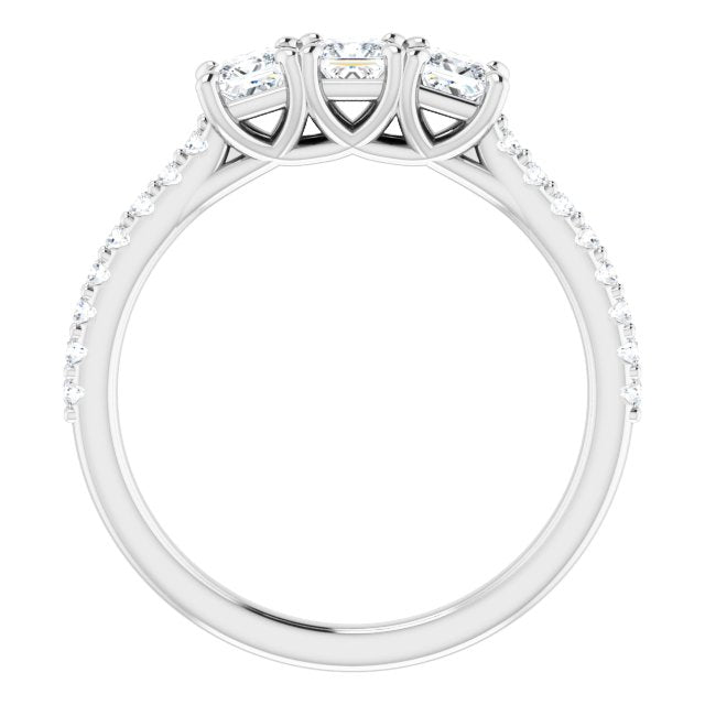 0.46 ct. Prong Set Princess & Round Cut Diamond Wedding Band-in 14K/18K White, Yellow, Rose Gold and Platinum - Christmas Jewelry Gift -VIRABYANI