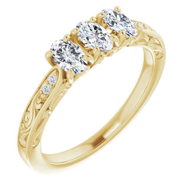 0.65 ct. Oval & Round Cut Diamond Filigree Accent Wedding Band-VIRABYANI