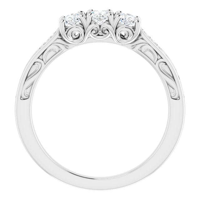 0.65 ct. Oval & Round Cut Diamond Filigree Accent Wedding Band-VIRABYANI