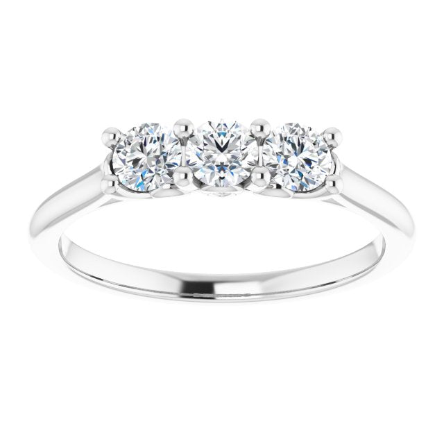 0.50 ct. Round Cut Diamond, 3 Stone Wedding Band-in 14K/18K White, Yellow, Rose Gold and Platinum - Christmas Jewelry Gift -VIRABYANI