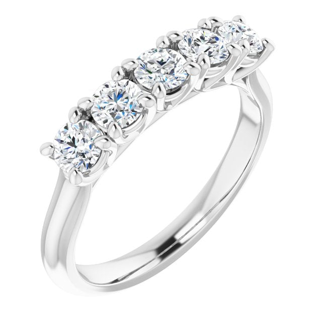 0.85 ct. Round Cut Diamond Wedding Band 5 Stone Anniversary Ring-VIRABYANI