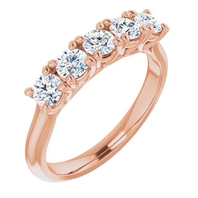 0.85 ct. Round Cut Diamond Wedding Band 5 Stone Anniversary Ring-VIRABYANI