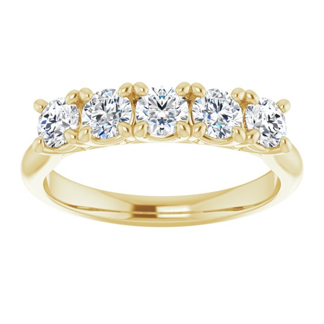 0.85 ct. Round Cut Diamond Wedding Band 5 Stone Anniversary Ring-VIRABYANI