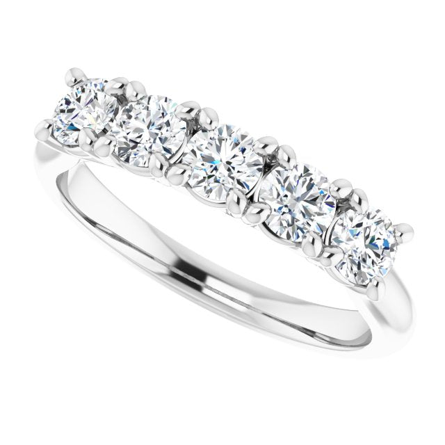 0.85 ct. Round Cut Diamond Wedding Band 5 Stone Anniversary Ring-VIRABYANI