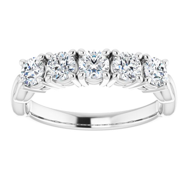 0.85 ct. Round Cut Diamond Wedding Band 5 Stone Anniversary Ring-VIRABYANI