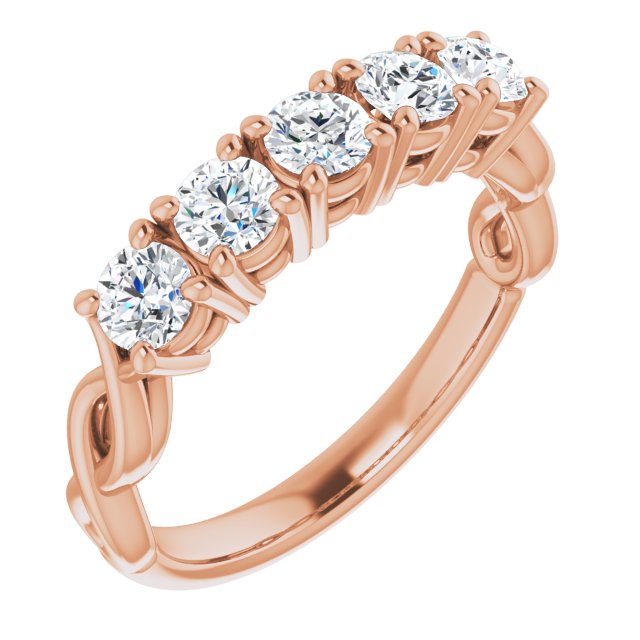 0.85 ct. Round Cut Diamond Wedding Band 5 Stone Anniversary Ring-VIRABYANI