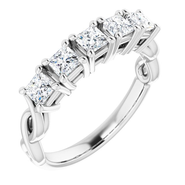 0.90 ct. Princess Cut Diamond Wedding Band Infinity Design-VIRABYANI