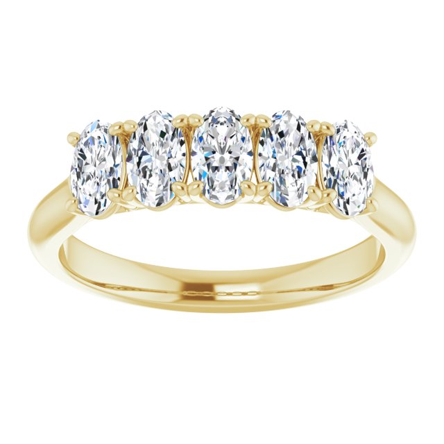 1.05 ct. Oval Cut Diamond Wedding Band 5 Stone Anniversary Ring-VIRABYANI