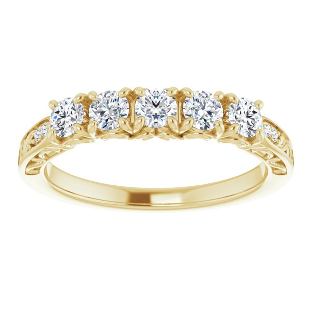 0.50 ct. Round Cut Diamond, Vintage Style, Filigree Accent Wedding Band-in 14K/18K White, Yellow, Rose Gold and Platinum - Christmas Jewelry Gift -VIRABYANI