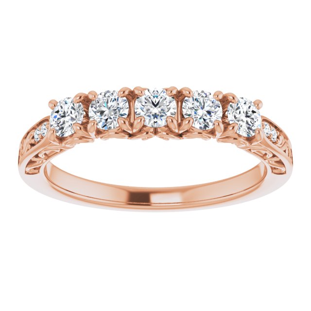 0.50 ct. Round Cut Diamond Wedding Band Vintage Inspired Anniversary Ring-VIRABYANI