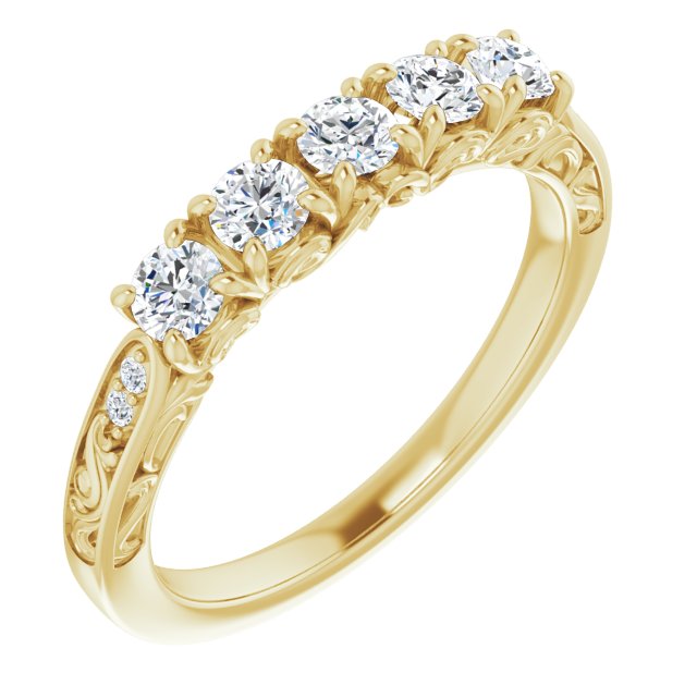 0.50 ct. Round Cut Diamond Wedding Band Vintage Inspired Anniversary Ring-VIRABYANI