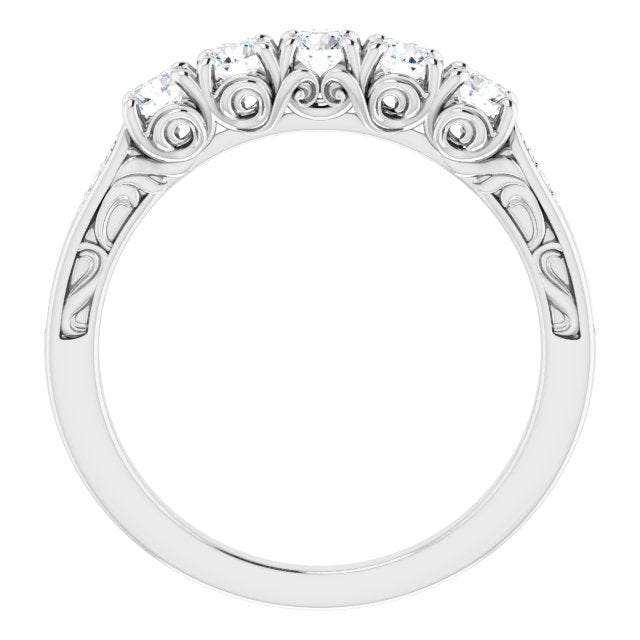 0.50 ct. Round Cut Diamond, Vintage Style, Filigree Accent Wedding Band-in 14K/18K White, Yellow, Rose Gold and Platinum - Christmas Jewelry Gift -VIRABYANI