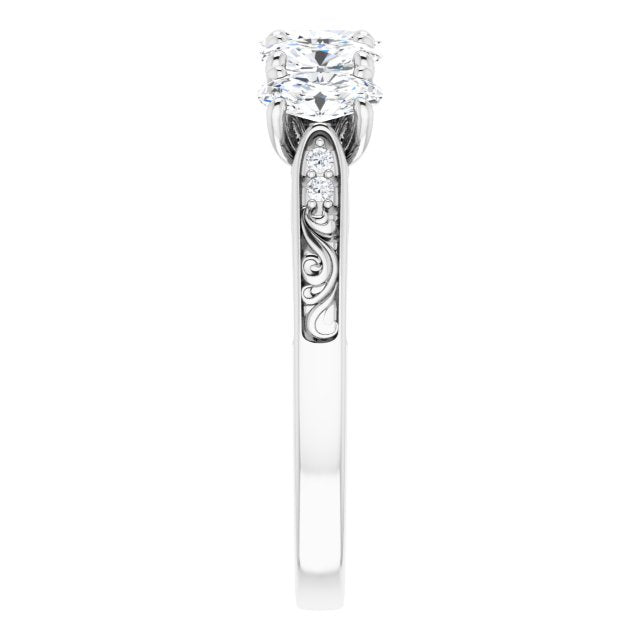 1.07 ct. Oval & Round Cut Diamond Wedding Band Vintage Inspired Ring-VIRABYANI