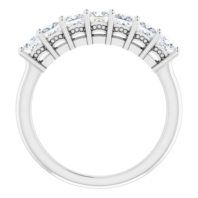 1.26 ct. Princess Cut Diamond Wedding Band 7 Stone Anniversary Ring-VIRABYANI