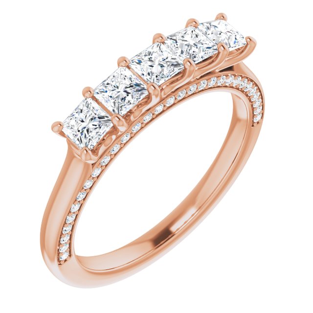 1.14 ct. Princess & Round Cut Diamond Wedding Band-in 14K/18K White, Yellow, Rose Gold and Platinum - Christmas Jewelry Gift -VIRABYANI