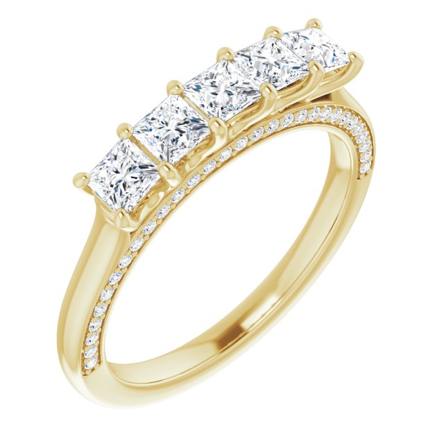 1.14 ct. Princess And Round Diamond Wedding Band 5 Stone Anniversary Ring-VIRABYANI