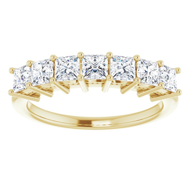 1.26 ct. Princess Cut Diamond Wedding Band 7 Stone Anniversary Ring-VIRABYANI