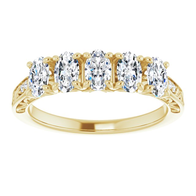 1.07 ct. Oval & Round Cut Diamond Wedding Band-in 14K/18K White, Yellow, Rose Gold and Platinum - Christmas Jewelry Gift -VIRABYANI