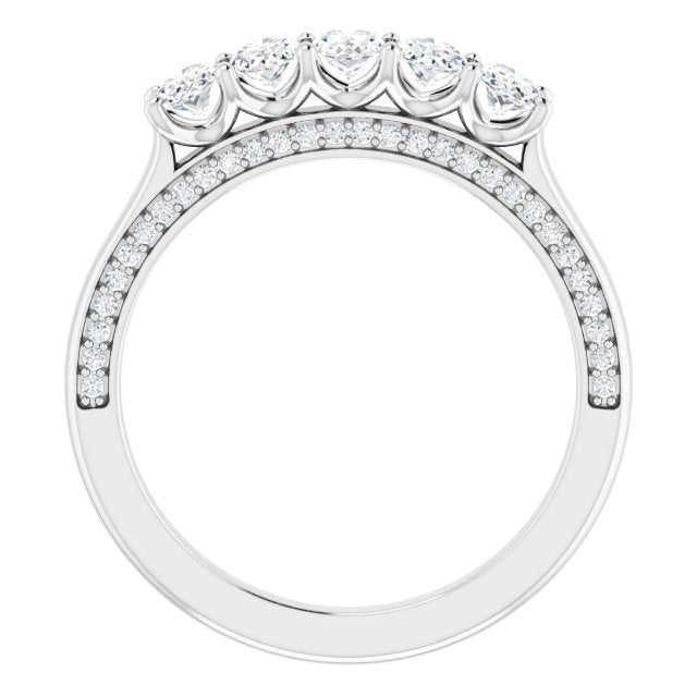 1.29 ct. Oval and Round Cut Diamond Wedding Band-in 14K/18K White, Yellow, Rose Gold and Platinum - Christmas Jewelry Gift -VIRABYANI