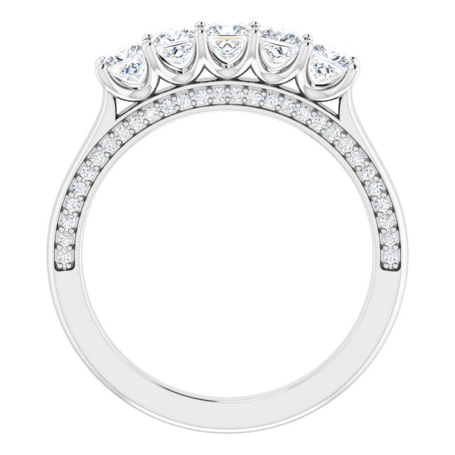 1.14 ct. Princess And Round Diamond Wedding Band 5 Stone Anniversary Ring-VIRABYANI