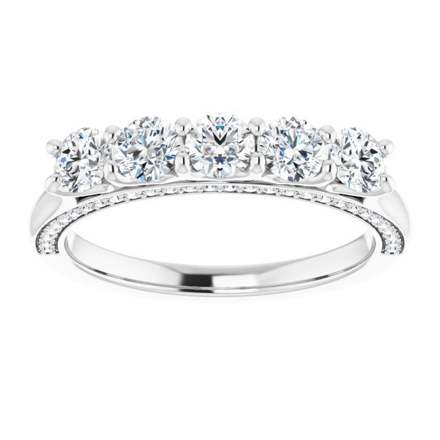 1.00 ct. Round Cut Diamond Wedding Band Hidden Side Accent Diamonds-VIRABYANI