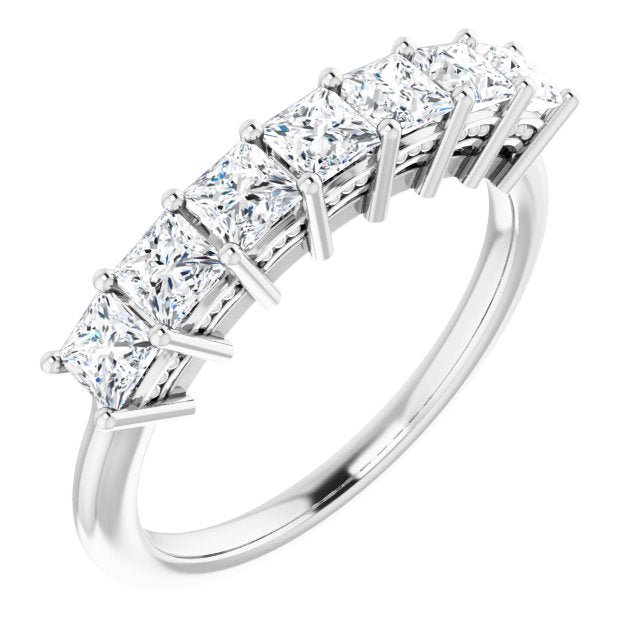 1.26 ct. Princess Cut Diamond Wedding Band 7 Stone Anniversary Ring-VIRABYANI