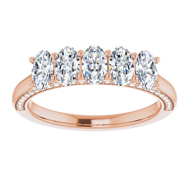 1.29 ct. Oval and Round Cut Diamond Wedding Band 5 Stone Anniversary Ring-VIRABYANI